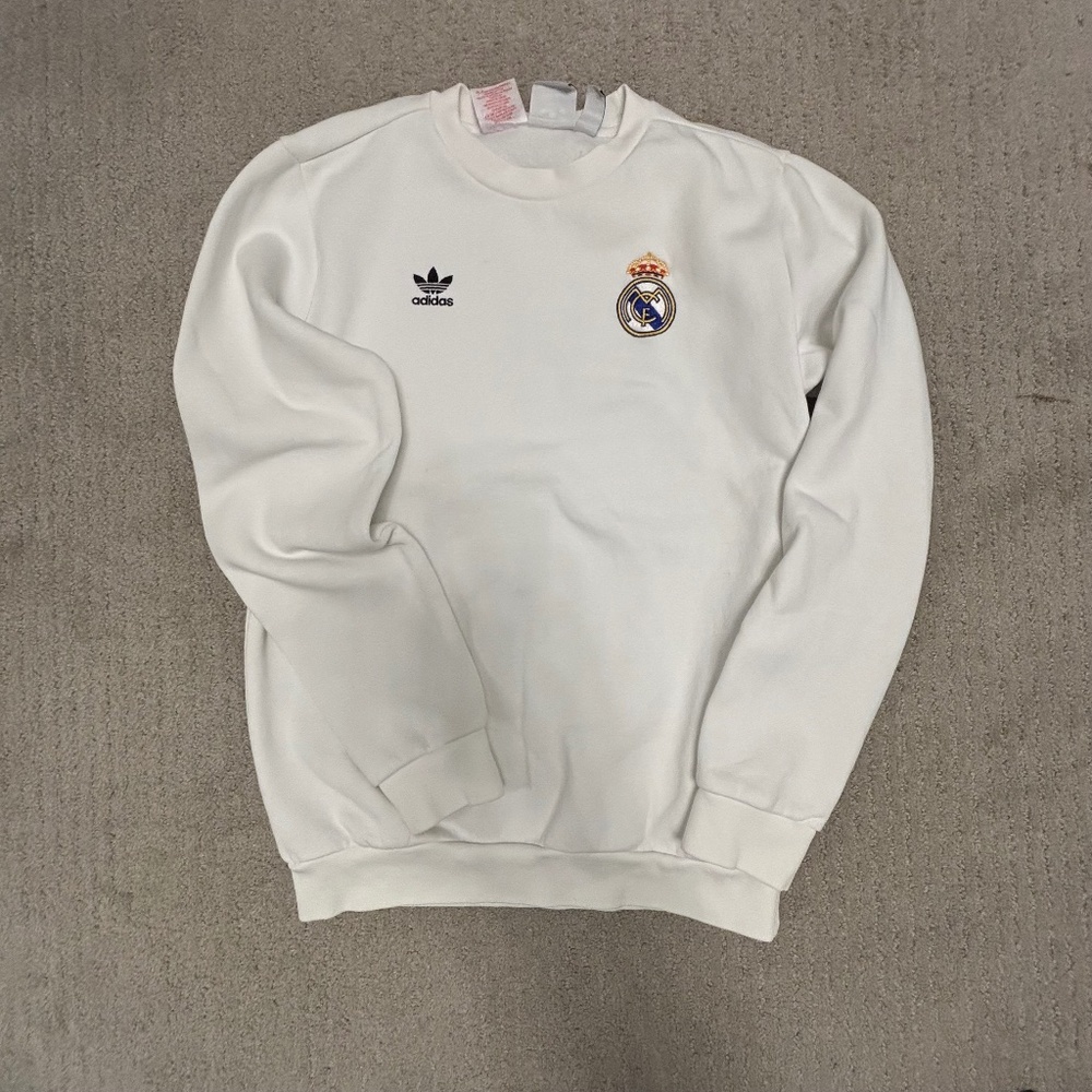 Adidas, Real Madrid Sweatshirt, White, Boys Size Medium (11-12 Years)